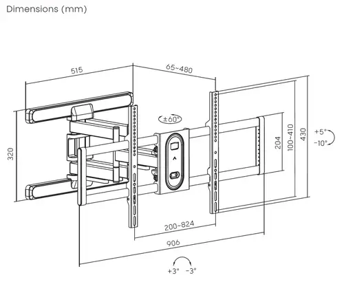 Soporte de TV de movimiento completo de 43"-100 - Imagen 7