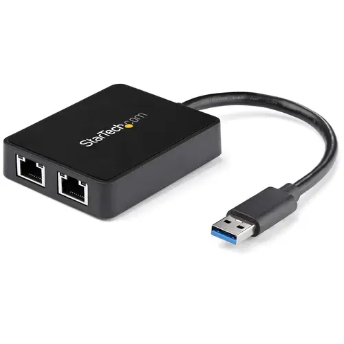 Adaptador Tarjeta de Red NIC Externa USB 3.0 2 Puertos Gigabit Ethernet RJ45 y Puerto USB - Imagen 1