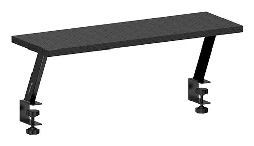 MGDS, Soporte Elevador Monitor, Eleva el Monitor 17cm, Soporte de Mesa Ergonómico en Acero, Tablero Fibra Carbono 60x20cm, Soporte Pantalla para Escritorios de 10 a 33mm de Grosor, Negro - Imagen 1