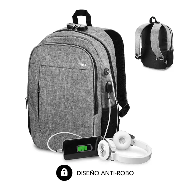 Mochila para Portátil Urban Lock Backpack 16" Grey