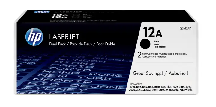 Pack de ahorro de 2 cartuchos de tóner original LaserJet 12A negro