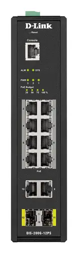DIS-200G-12PS switch Gestionado L2 Gigabit Ethernet (10/100/1000) Energía sobre Ethernet (PoE) Negro - Imagen 3