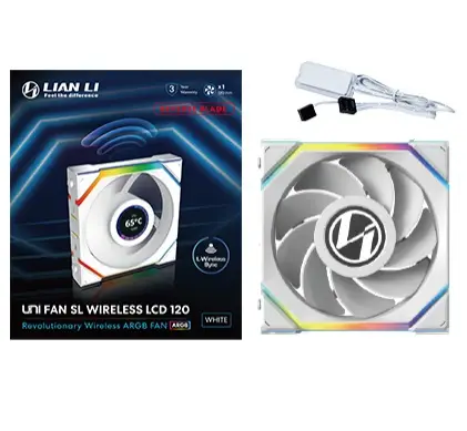 UNI FAN SL Wireless LCD 120 Reverse Blade Carcasa del ordenador Ventilador 12 cm Blanco 1 pieza(s)