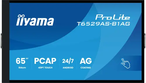 T6529AS-B1AG pantalla de señalización Panel plano interactivo 163,8 cm (64.5") LED Wifi 500 cd / m² 4K Ultra HD Negro Pantalla táctil Procesador incorporado Android 24/7 - Imagen 2