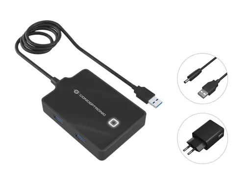 HUBBIES11BP base para portátil y replicador de puertos USB 3.2 Gen 1 (3.1 Gen 1) Type-A Negro - Imagen 1