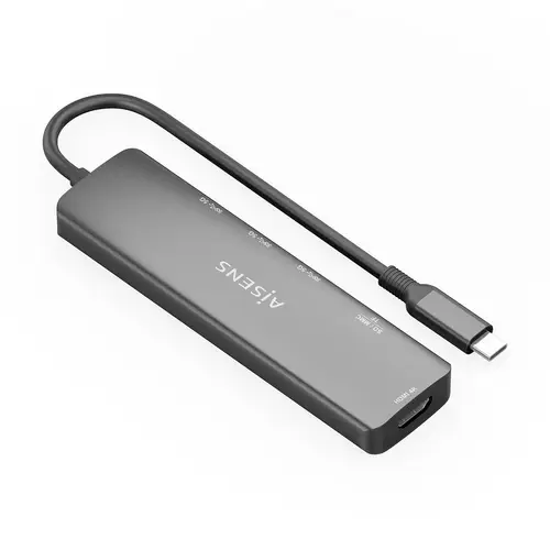 USB-C Dock 6 en 1, USB-C A, 1x HDMI, 3x USB-A, 1x SD, 1x MicroSD, Gris, 15cm - Imagen 2