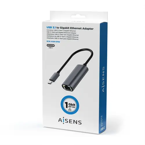 Conversor USB3.1 Gen1 USB-C A Ethernet Gigabit 10/100/1000 Mbps, Gris, 15cm - Imagen 4