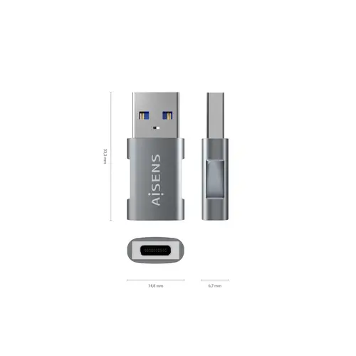 Mini Adaptador USB 3.2 GEN2 10G 3A, Tipo USB-C/H-A/M, Gris - Imagen 3