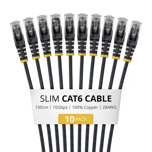 N6PAT100CMBKS10PK cable de red Negro 1 m Cat6 U/UTP (UTP) - Imagen 1
