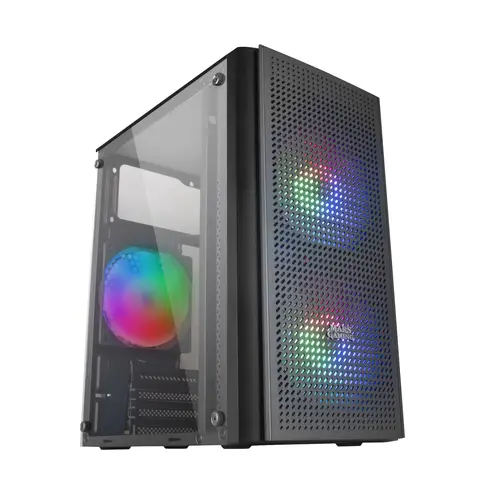 MC300 Negro, Caja PC Micro ATX, Cristal Templado, Frontal MESH, 3xVentilador FRGB - Imagen 2