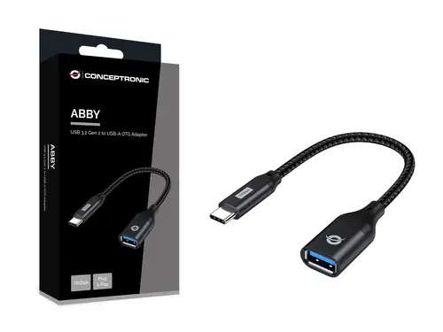 ABBY18B cambiador de género para cable USB-C USB-A Negro - Imagen 2