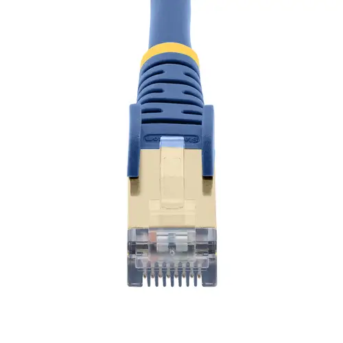 Cable de 0,5m de Red Ethernet RJ45 Cat6a Blindado STP - Cable sin Enganche Snagless - Azul - Imagen 3