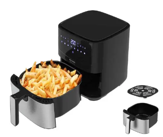 AF1450XD Sencillo 5 L Independiente 1450 W Freidora de aire caliente Negro, Acero inoxidable