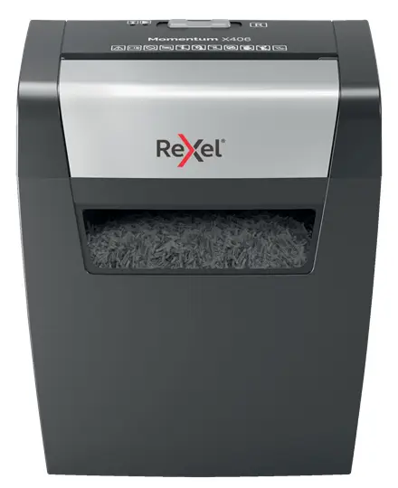 Momentum X406 triturador de papel Corte en partículas Azul, Gris