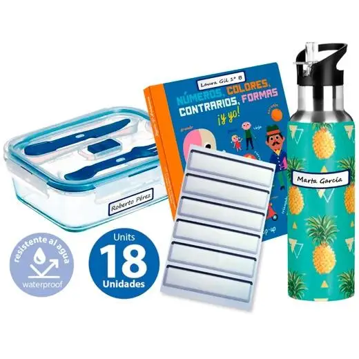 OFFICE BOX ETIQUETAS ADHESIVAS PLASTIFICADAS PARA IDENTIFICAR OBJETOS 7X1,5CM PACK 18 UD BLANCO