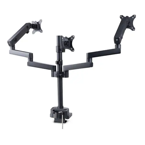 Soporte de Escritorio para 3 Monitores VESA 75x75/100x100 de 27 Pulgadas - Grommet o Abrazadera en C - Ajuste sin Herramientas - Brazo Asistido por Resorte - Imagen 2