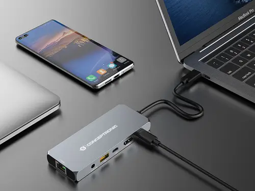 DONN22G base para portátil y replicador de puertos Alámbrico USB 3.2 Gen 2 (3.1 Gen 2) Type-C Gris - Imagen 7