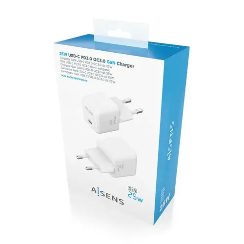 Cargador GaN 25W, 1xUSB-C PD3.0 QC4.0, Blanco - Imagen 6