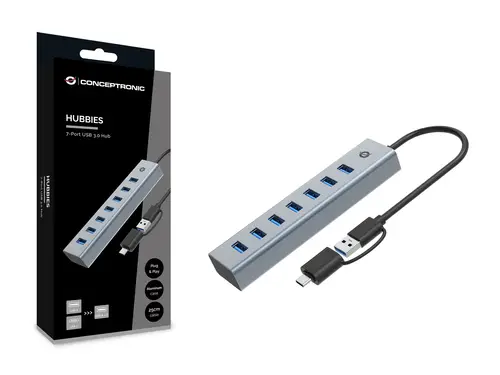 HUBBIES21G hub de interfaz USB 3.2 Gen 1 (3.1 Gen 1) Type-A 5000 Mbit/s Gris - Imagen 3