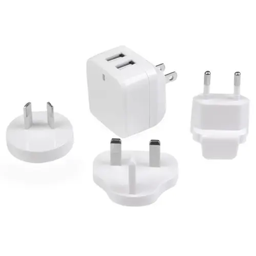 Cargador de Pared USB de 2 Puertos para Tablets Smartphones - Cargador Blanco de Alta Potencia para Viajes - Imagen 1