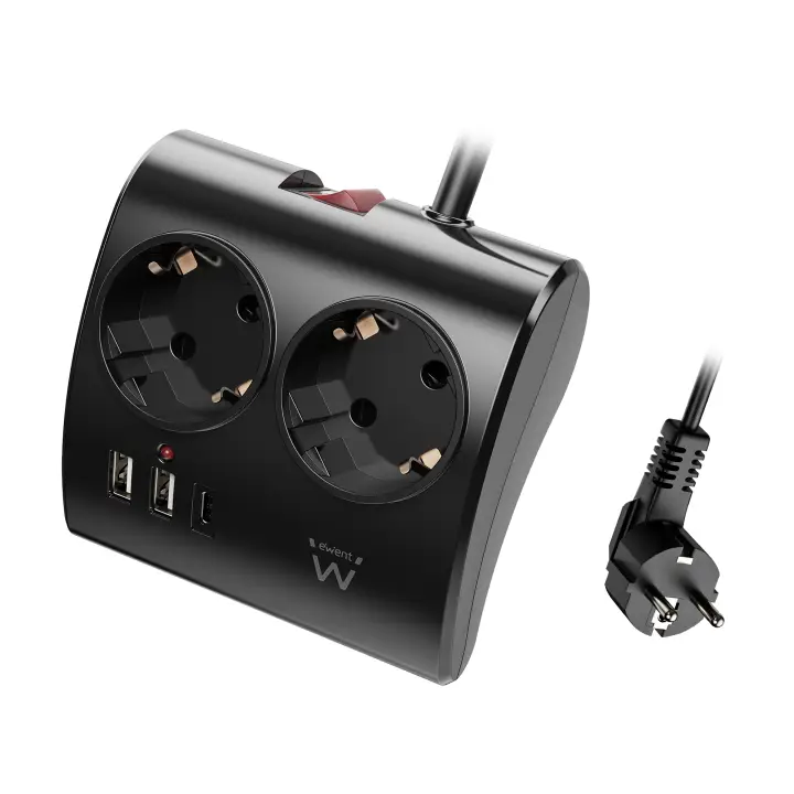 EW3871 base múltiple 1,5 m 3 salidas AC Interior Negro