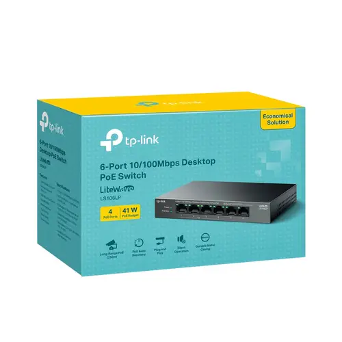 LiteWave LS106LP switch No administrado Fast Ethernet (10/100) Energía sobre Ethernet (PoE) Negro - Imagen 4