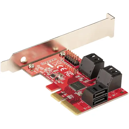 Tarjeta PCIe SATA - Tarjeta Controladora PCI Express de 6 Puertos SATA - 6Gbps - con Bracket de Perfil Bajo - con Conectores SATA Apilados - ASM1166 sin RAID - Imagen 3