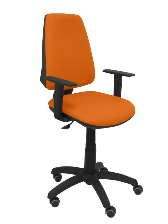 Silla Elche CP bali naranja brazos regulables ruedas de parquet