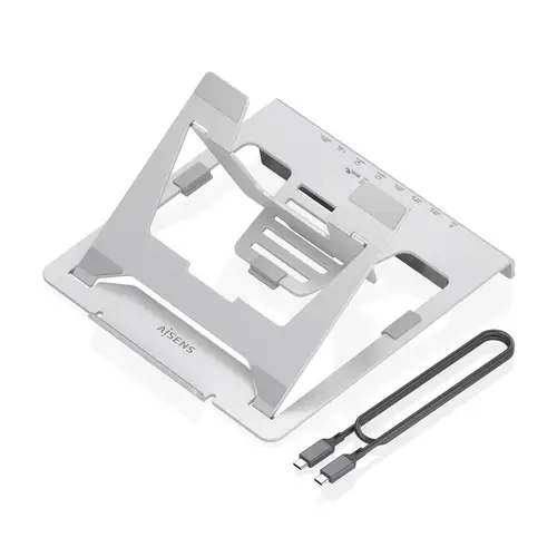 Soporte de Sobremesa Ajustable para Portatil / Tablet con USB-C Docking 7 en 1, Gris - Imagen 2