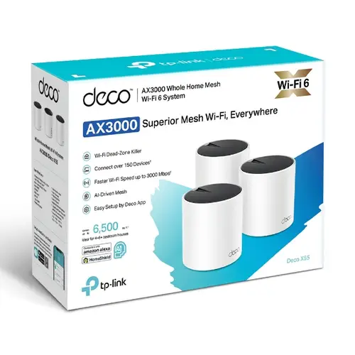 DECO X55 (3-Pack) Doble banda (2,4 GHz / 5 GHz) Wi-Fi 6 (802.11ax) Blanco Interno - Imagen 3