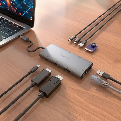 USB-C Dock 10 en 1, USB-C a 1xHDMI, 1xDisplayPort, 1xRJ45, 1xUSB-A 10G, 1xUSB-A 5G, 2xUSB-C 10G, 1xUSB-C PD100W, 1xSD, 1xMicroSD, Gris, 20cm - Imagen 5