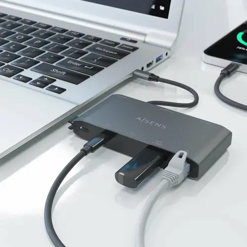 USB-C Dock 8 en 1, USB-C a 1xHDMI, 1xVGA, 1xRJ45, 2xUSB-A, 2xUSB-C 5G, 1xUSB-C PD, Gris, 20 cm - Imagen 5