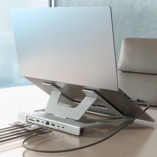 Soporte de Sobremesa Ajustable para Portatil / Tablet con USB-C Docking 7 en 1, Gris - Imagen 5