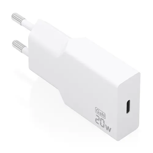 Cargador Ultra Delgado GaN 20W, 1xUSB-C PD3.0, Blanco - Imagen 1