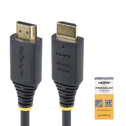 Cable HDMI Premium Certificado de Alta Velocidad de 50cm - 4K 60Hz - 144Hz - UHD - HDR10/HDCP 2.2/ARC - 18Gbps - Cable HDMI 2.0 para Monitor o TV - Recubrimiento TPE - Imagen 1