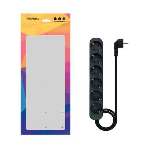 Regleta de Enchufes con 6 Tomas, 1.4 m, Negro - Imagen 3