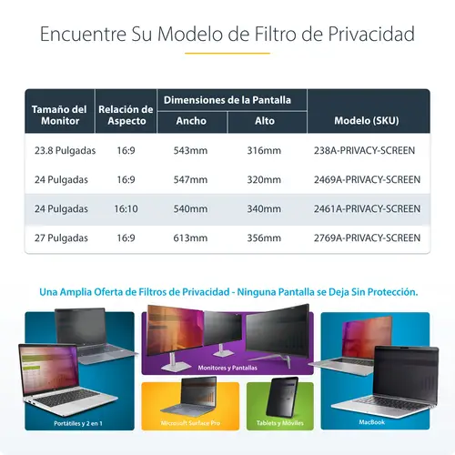 Filtro de Privacidad 16:10 para Monitor de 24" - Colgante - Protector Acrílico de Pantalla - Ángulo de Visión de +/- 30° - Brillante - Imagen 12