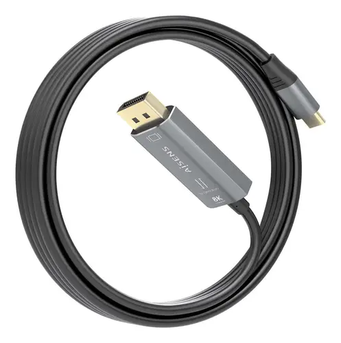 Cable Conversor Aluminio Bidireccional USB-C A DisplayPort 8K@60Hz, USB-C/M-DP/M, Negro, 1.8m - Imagen 2