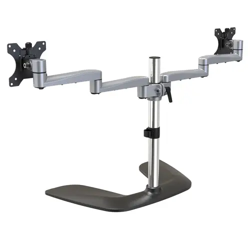 Soporte VESA de Escritorio para Dos Monitores - Soporte Ergonómico para Pantallas hasta 32" con Montaje VESA - Soporte Articulado Autoportante - Altura ajustable - Plata - Imagen 2