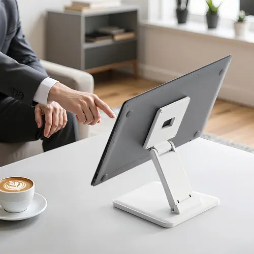 Soporte de Mesa Eco Inclinable para Monitor/POS 6.5kg de 10"-27", Blanco - Imagen 5