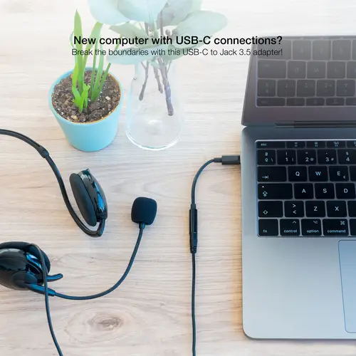 Cable Adaptador Audio USB-C/M a Jack 3.5/H, 11 cm, Negro - Imagen 4