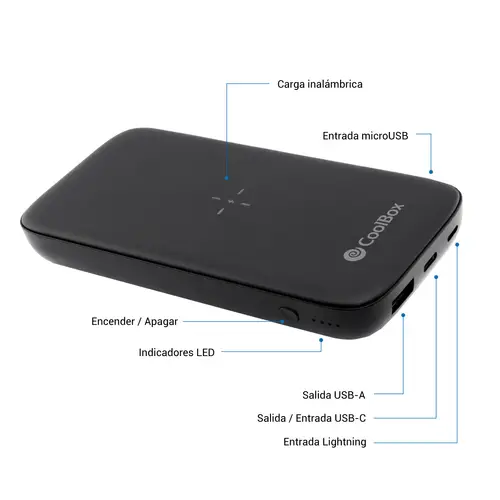 COO-PB10KW-BK1 batería externa 10000 mAh Cargador inalámbrico Negro - Imagen 1