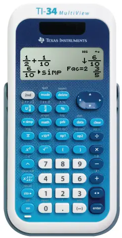 TI-34 calculadora Bolsillo Calculadora científica Azul, Blanco