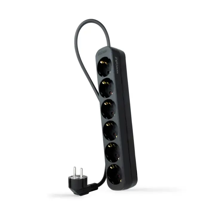 Regleta de Enchufes con 6 Tomas, 1.4 m, Negro