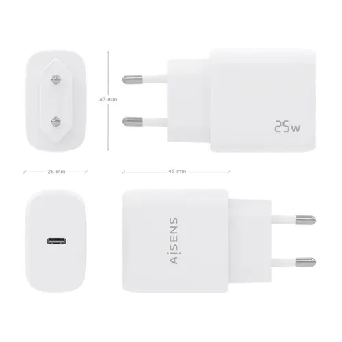Cargador USB-C PD3.0 1 Puerto 1xUSB-C 25W, Blanco - Imagen 4