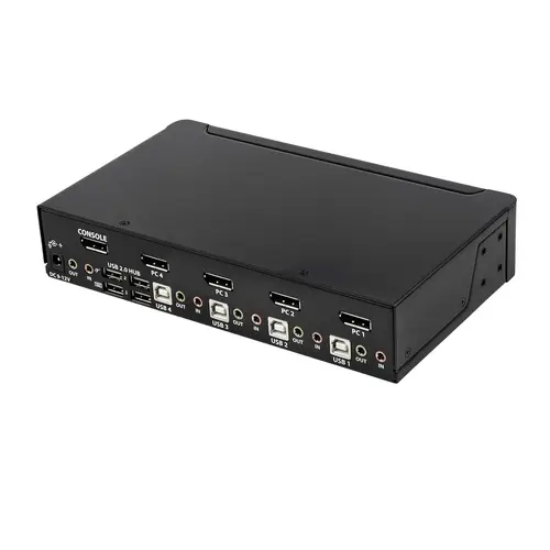 Switch Conmutador KVM de 4 Puertos DisplayPort - 4K 60Hz - para Una Pantalla - Switch KVM de 4 Puertos DP 1.2 con Hub Ladrón USB 2.0 y Audio - Dell, HP, Apple - TAA - Imagen 2