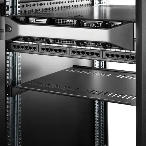 Bandeja Estante Ventilado de 1U para Armario Rack de Servidores de 19 Pulgadas - de 16 Pulgadas de Profundidad - de Acero de Servicio Pesado - con 20kg de Capacidad - Negro - Imagen 5