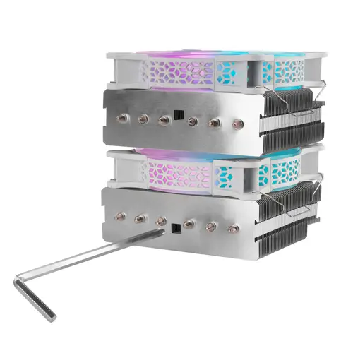 Disipador CPU, Doble Torre Refrigeración, 6 Heatpipes HCT, TDP 300 W, 2 Ventiladores ARGB PWM 12 cm, MCPUXTW, Color Blanco - Imagen 5