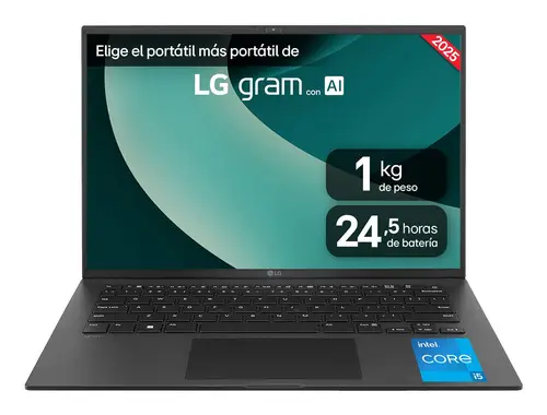 Gram Intel® Core i5 i5-1334U Portátil 35,6 cm (14") WUXGA 8 GB LPDDR4x-SDRAM 256 GB SSD Wi-Fi 6E (802.11ax) FreeDOS Negro QWERTY Español - Imagen 1