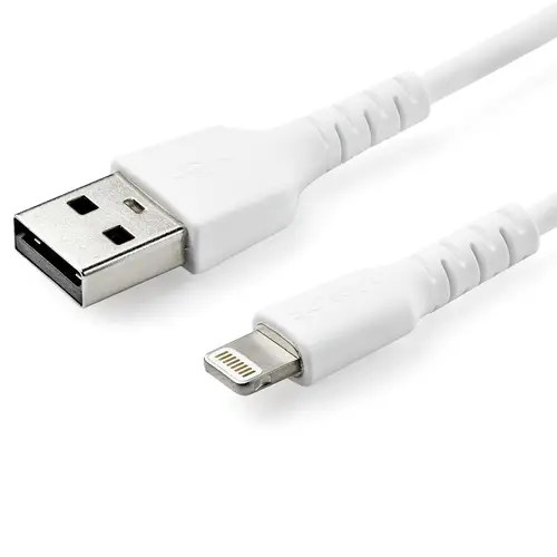 Cable Resistente USB-A a Lightning de 1 m Blanco - Cable de Alimentación y Sincronización USB Tipo A a Lightning con Fibra de Aramida Robusta - Con Certificación MFi de Apple - iPad/iPhone 12 - Imagen 1